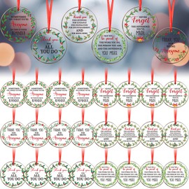 Barydat 24 Pcs Christmas Thank You Gifts for Coworkers Christmas Ornament Gift Coworkers Inspirational Ornaments for Christmas Tree Decorations Thanksgiving Employee Appreciation Team Gifts (Acrylic)