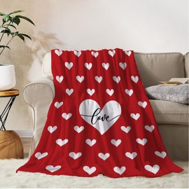 YeeJu Valentines Decorative Large Throw Blanket Red Love Heart Blanket Girlfriend Wife Couple Gift Blanket for Couch Bed Sofa Soft Lightweight Fleece Blankets and Throws 50x70
