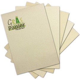 50 x Eco Writing Paper Made of Grass Paper DIN A4 - Recycled Paper 200 g/m² - Environmental Craft Paper for Invitations or Menu Cards - Glüxx Agent