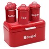Plexon Bread Box for Kitchen Countertop with 3 Coffee, Tea,