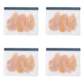 OGGI Reusable Food Storage Bags - Set of 4, 12x10" Large - Ideal Lunch Bags, Freezer Bags, Snack Bags, Storage Bags, Snack Bag for Travel, Ice Bags Reusable - Durable, Food-Grade BPA-Free