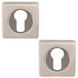 Excel Architectural DH3623-SQ Square Euro Profile Escutcheon Set, Satin Nickel/Polished Chrome