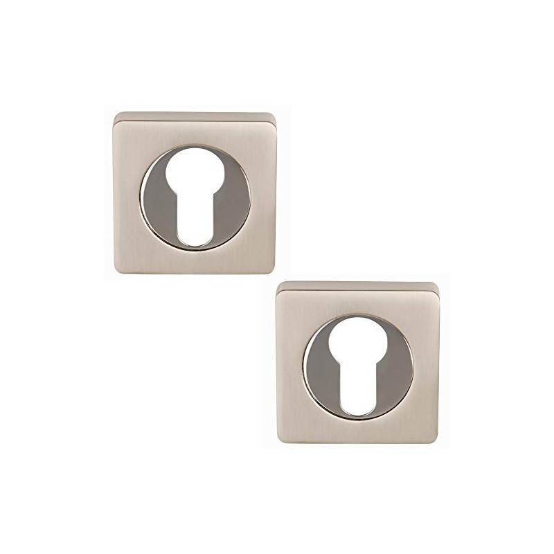 Excel Architectural DH3623-SQ Square Euro Profile Escutcheon Set, Satin Nickel/Polished