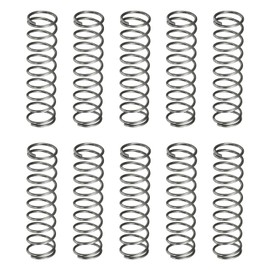 sourcing map 10Pcs Compression Spring, 9mm OD, 0.8mm Wire Size, 35mm Free Length, Spring Steel Construction Extended Mechanical Compression Springs for Shop and Home Repairs, Silver Tone