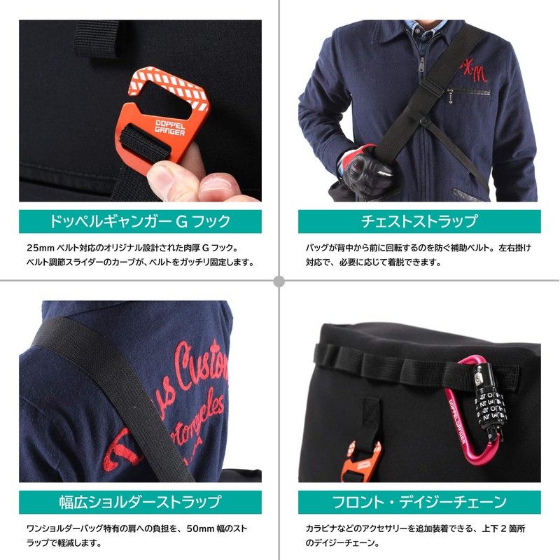 DOPPELGANGER DBT609-BK Motomedical Bag, Neoprene Side Bag for Motorcycles, 2.6