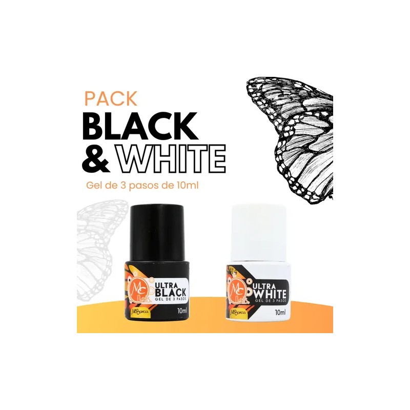 Pack 2 Geles Blanco Y Negro Uña Manicura. Monarca. Mc