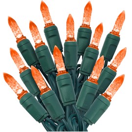 HLO Lighting M6 Orange LED Christmas Lights | LED Mini Christmas Lights for Indoor and Outdoor Use | 70 Bulbs