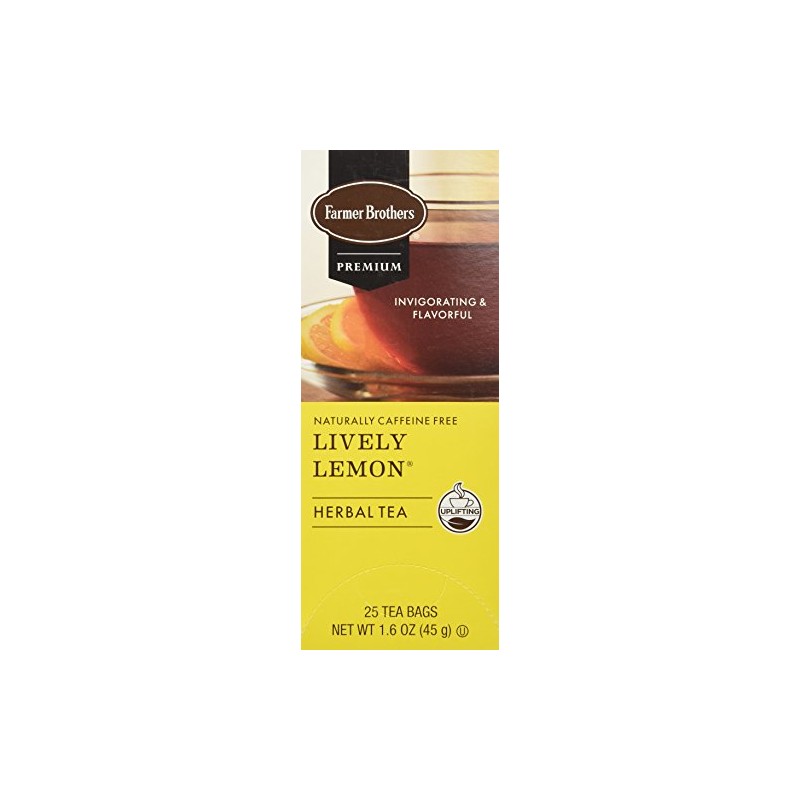 Farmer Brothers Lively Lemon Herbal Tea- Caffeine Free, 25 bags