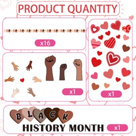 66Pcs Black History Month Bulletin Board Decorations Heart African American Inspirational Freedom Day Happy Juneteenth Posters Bulletin Borders Cutouts for Classroom School Home Library Office Window