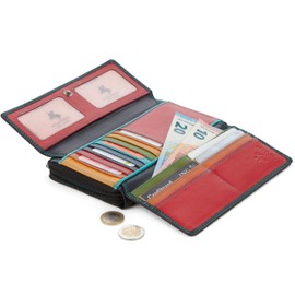 VISCONTI Leather Women's Purse Rainbow Multicoloured XL Purse (RB78), Black Multi (Black), Modern