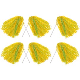 YELARXI Cheerleader Pom Poms Spirit Shakers Cheer Pompoms, Two-Color Long Handle Fit for Team Sports Dance Party Performance Celebrations Cheering (Green Gold, 6Pcs)