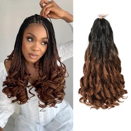 French Curly Braiding Hair 12 Inch 8 Packs - Pre Stretched Bouncy Braiding Hair- Loose Wavy Braiding Hair Synthetic Hair Extensions For Black Women (12 inch 8 packs OT30)