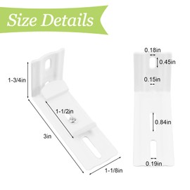 UFURMATE Vertical Blind Bracket, 8 Pcs 3 Inch Length Metal L-Shaped Brackets, White, Tool Free Installation