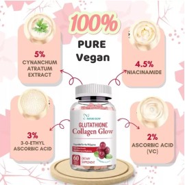 Nature Glow Glutathione Collagen - Cranberry Flavor, 60 Chewable Gummies