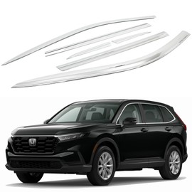 AUTOCLOVER Tape-On Rain Guards Window Visors 6 Pcs Set for Honda CR-V 2023 2024 2025 / Window Deflectors, Out-Channel Vent Shades (Chrome)