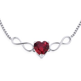 Romantic Dainty Red Heart Shape Lab Created Ruby Solitaire Two Love Knot Infinity Bolo Bracelet for Women Teen .925 Sterling Silver Adjustable Slide