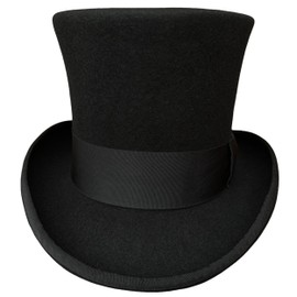 Black Wool Mens Top Hat Victorian Top Hats for Men Women Mad Hatter 7" Tall Tophat (US, Numeric, 7 5/8, Black)