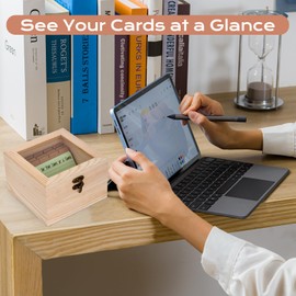 Index Card Holder 3x5, Recipe Cards Case with Clear Lid, Index Card Organizer with 100 Pcs Flash Cards, 30 Dividers, 1 Blank Sticker, 1 Letter Sticker and 1 Weekly Stickers
