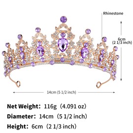 ShulaSHOP - Tiara de boda verde para mujer, corona de reina y corona de princesa para mujeres y niñas, diademas de vidrio para novia, Uniform size, Metal