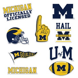 University of Michigan Football Spirit 7ct Vinyl Large Deluxe Stickers Variety Pack - Laptop, Water Bottle, Scrapbooking, Tablet, Skateboard, Indoor/Outdoor