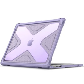 Fintie Case for MacBook Air 15 Inch A3114 A2941 (2023 2024 Release) - Heavy Duty Rugged Hard Shell Case Cover with TPU Bumper for MacBook Air 15.3" M2 M3 Chip with Touch ID, Lilac