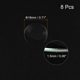 uxcell 8 Pack 18.5mm Dia. Watch Glass Crystal Lens, Single Dome Round 1.5mm Edge Thickness for Watchmaker Repair Clear