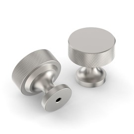 9BUILD 10 Pack 1.2 Inch Brushed Satin Nickel Cabinet & Drawer Knobs - Round Kitchen & Dresser Knobs