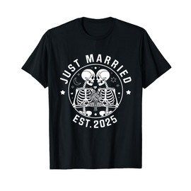 Just Married Skeleton Couple Est. 2025 T-Shirt