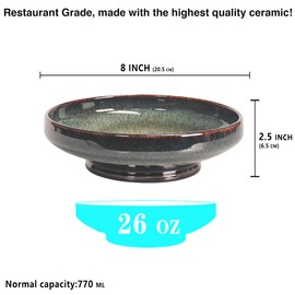 jinsongdafa Soup bowl Soup plate Large Pasta Bowls 26 ounce, Set of 2, Serving,Salad,Dinner,deep Plate/Wide Bowl,Microwave, Oven, Dishwasher Safe Kitchen Dinnerware Black 8-inch