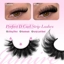 JIMIRE False Eyelashes Fluffy Russian Strip D Curl Lashes Wispy 18MM Cat Eye Lashes Look Like Lash Extensions Mink Fluffy Pestañas 5 Pairs Pack