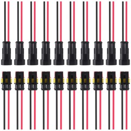 10Pair 2Pin Waterproof Connector,Male and Female Way 16 AWG Quick Disconnect Wire Connectors Suitable for car Truck, Boat and Other Wire Connection