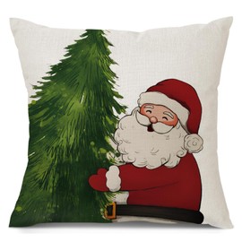 Simpkeely Red Christmas Pillow Covers Set of 4, Festive Farmhouse Christmas Decor, Snowman Wreath Santa Claus Tree Merry Xmas Holly Jolly Winter Holiday Throw Cushion Cases for Home Sofa - 18" x 18"