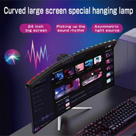 Curved Monitor Light Bar for 24-27 Inch with 7color RGB Stepless Dimming 3 Color Temperatures Touch Control USB Powered Screenbar for Office/Game