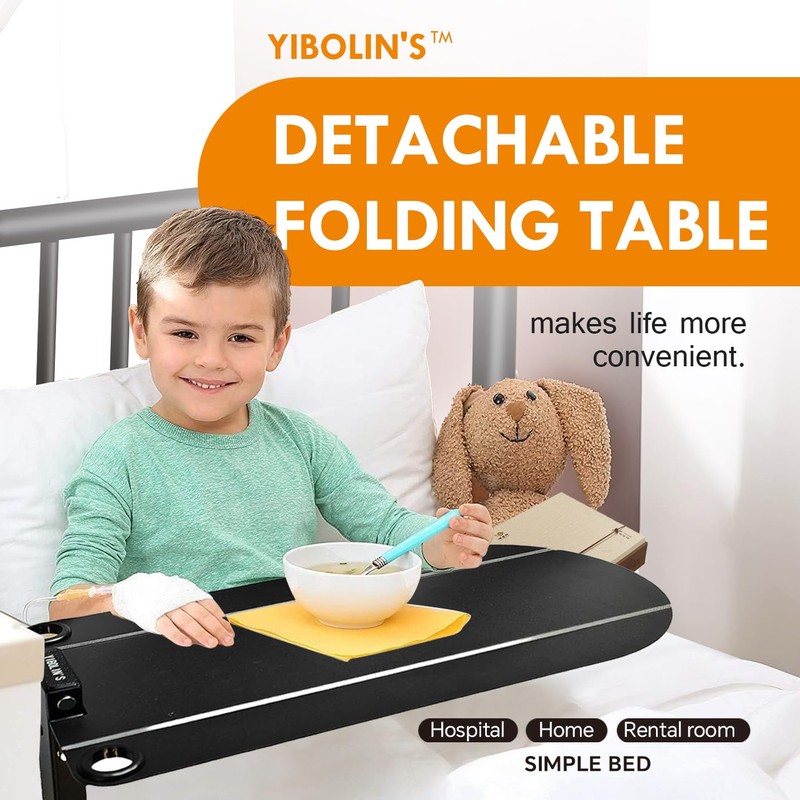 16.8" Metal Platform Bed Frame Folding Table,Bedside Clip-On Nightstand for