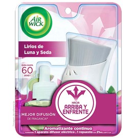 Air Wick Aromatizante De Ambiente Continuo, Aparato Difusor Eléctrico Y Repuesto de 21 ml, Aroma Lirios de Luna y Seda