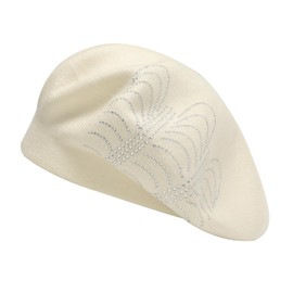 ZLYC Womens Reversible Cashmere Beret Hat Double Layers French Beret(Solid White),One Size