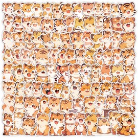 Tiger Stickers 100Pcs Waterproof Cute Cartoon Animals Stickers for Water Bottle Laptop Skateboard Scrapbook Cars Notebook Computer Guitar,Vinyl Funny Kawaii Tiger Sticker for Teens Adult