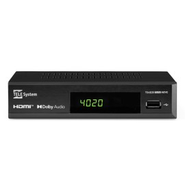 Tele System TS4020 Decoder with Dual DVB T/T2 and DVB-S/S2 HEVC HD HDR10 HLG Tuner, Access to Free-to-Air, Terrestrial and Satellite TV and Radio. USB Media Player for Music and Photos in the