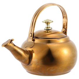 Hemoton Stainless Steel Tea Kettle Stovetop Teapot Hot Water Boiling Kettle with Handle Gas Cooker Metal Kettle Coffee Pot Golden