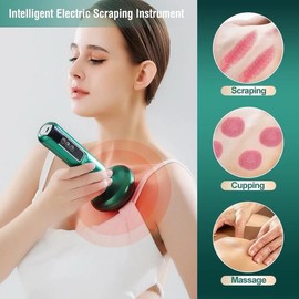 JYouCare rechargeable Vacuum Cupping Device skin Scraping Massager jars Heating guasha Suction cups Therapy guasha health beauty skin care machine - Color: Massager