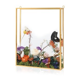 Himitimi Shadow Box Frame 8x10, Deep Glass Flowers Shadow Box Display Case Vintage Memory Top Loading Shadow Keepsake Box for Dried Flowers, Memorial Keepsakes, Tickets and Photos(Gold)
