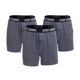 Stacy Adams Men's Standard 3-Pack Loose Boxer, Grey