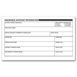 5Forms Patient Insurance Account Information Labels 5 x 3 Qty 100