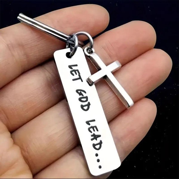 Let God Lead Cross Keychain Religious Jewelry Accessory Perfect Gift