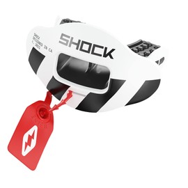 Shock Doctor Max Airflow 2.0 Protector de labios/protector bucal para fútbol 3500. Para jóvenes y adultos OSFA. Boquilla transpirable de apertura ancha. Correa para casco incluida.