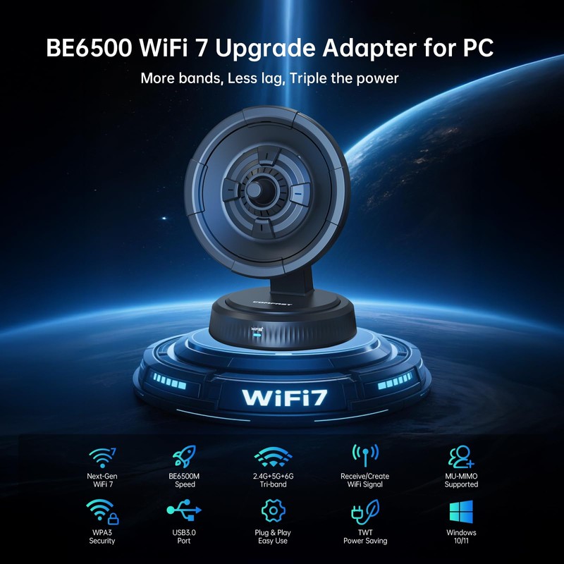 COMFAST BE6500 USB WiFi Dongle for PC WiFi Adapter Tri-Band