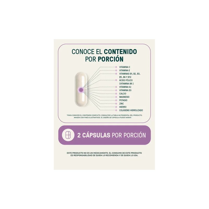 Ácido Fólico 220 Cápsulas Colágeno, Vitaminas y Minerales LIFE360