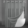 SORTTO No Hook Slub Textured Shower Curtain with Snap in