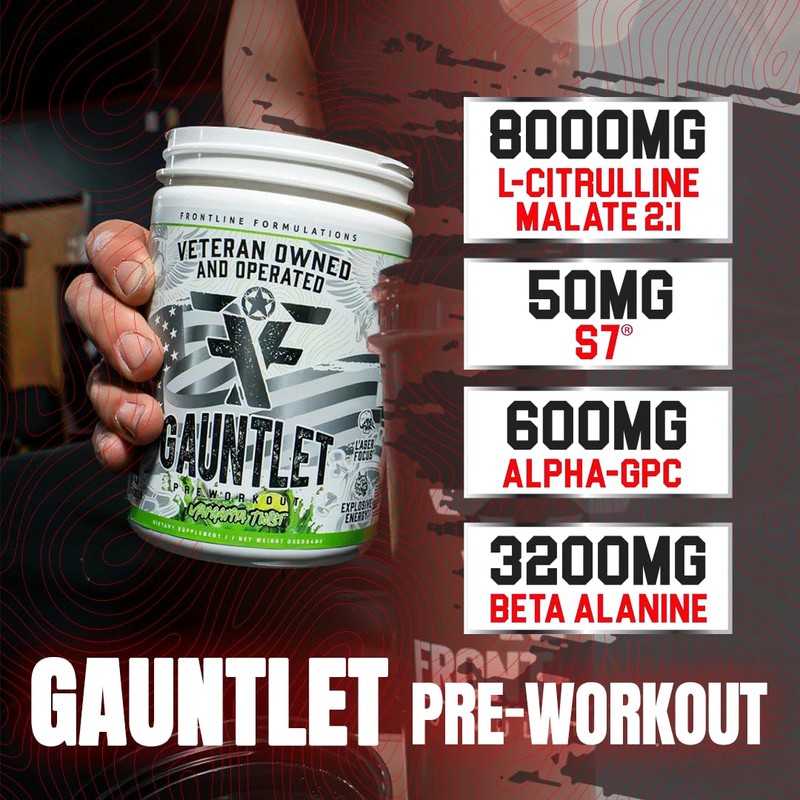 FRONTLINE FORMULATIONS Gauntlet Pre-Workout Powder, Explosive Workouts, Laser Focus, Mid