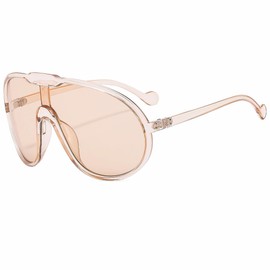 Trendy Oversized Aviator Sunglasses for Women Men Fashion Vintage Sun Glasses Punk Eyewear UV400 Shield Goggles(Champagne)